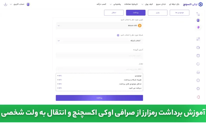 آموزش برداشت از صرافی و انتقال به ولت